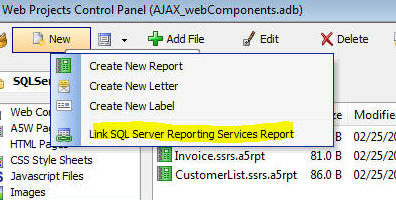 Ssrs Newreportmenu